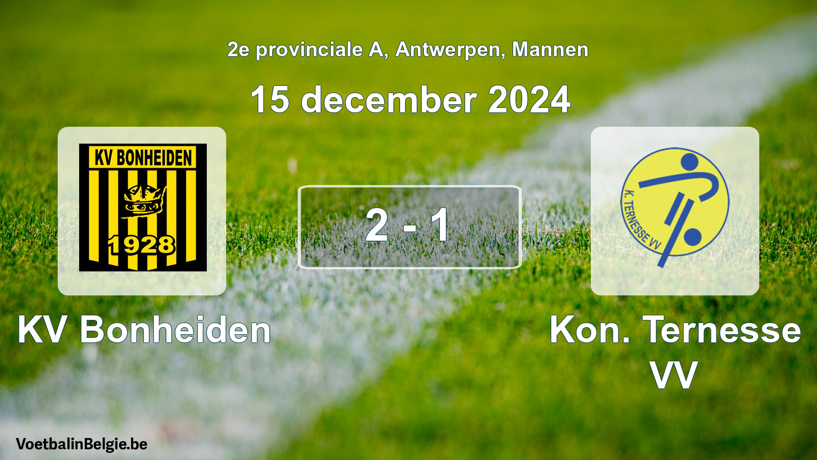 Gespeelde wedstrijd mannenvoetbal: KV Bonheiden - Kon. Ternesse VV 2 - 1 (15 december 2024)