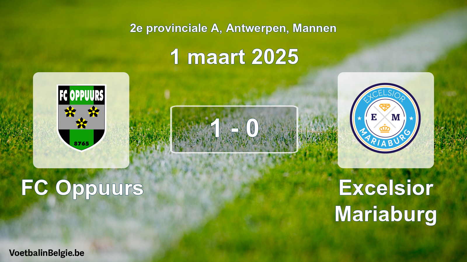 Gespeelde wedstrijd mannenvoetbal: FC Oppuurs - Excelsior Mariaburg 1 - 0 (1 maart 2025)