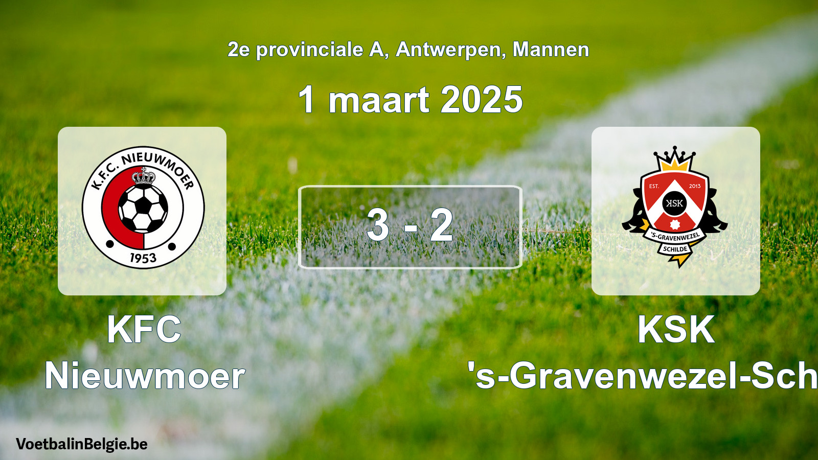 Played match men football: KFC Nieuwmoer - KSK 's-Gravenwezel-Schilde 3 - 2 (1 March 2025)