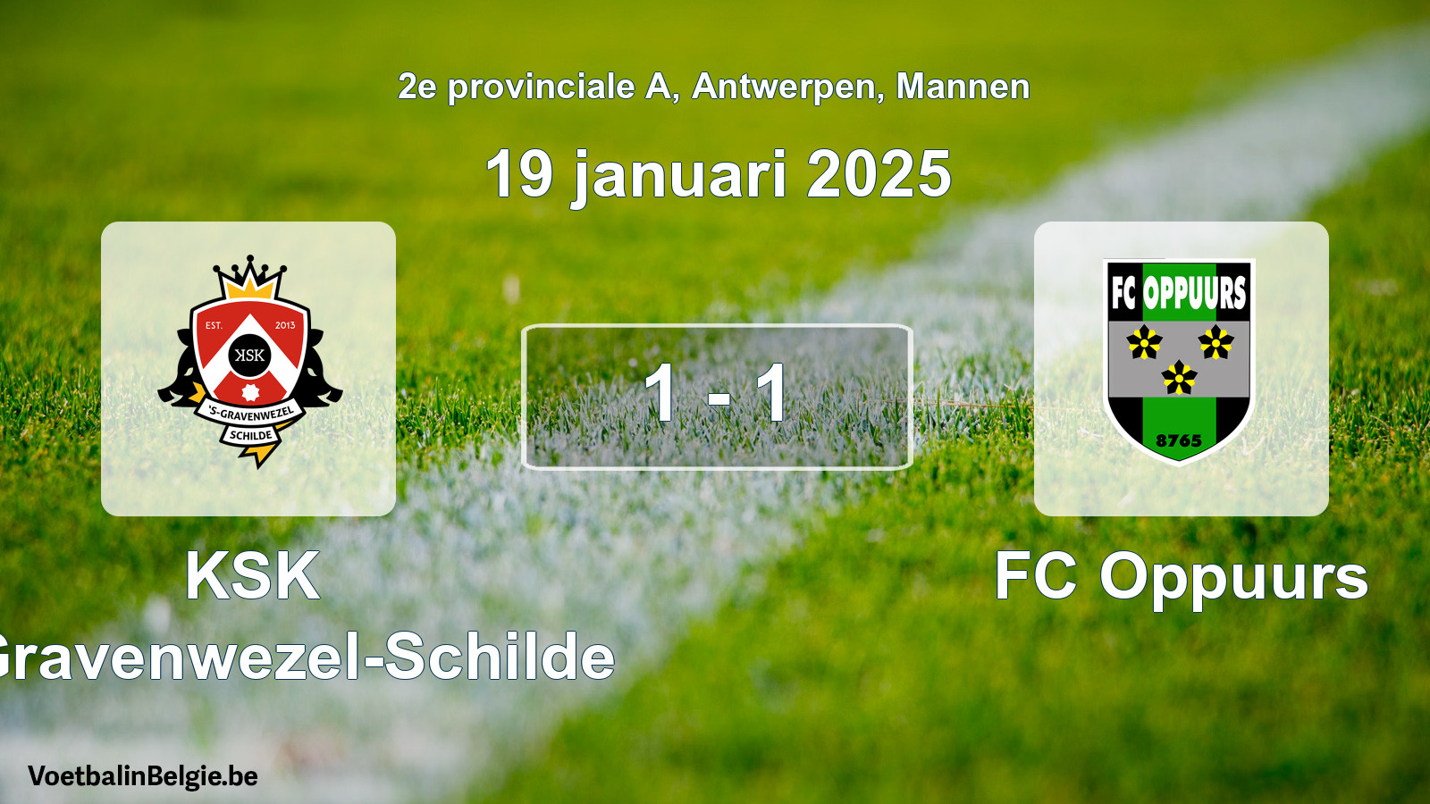 Played match men football: KSK 's-Gravenwezel-Schilde - FC Oppuurs 1 - 1 (19 January 2025)