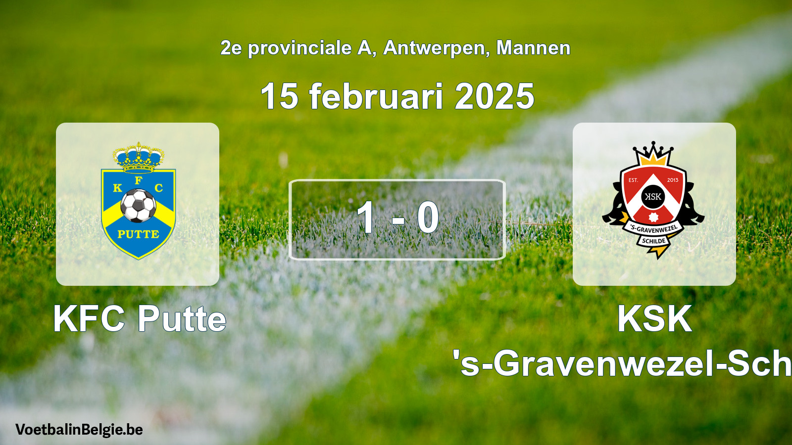 Match joué football hommes: KFC Putte - KSK 's-Gravenwezel-Schilde 1 - 0 (15 février 2025)