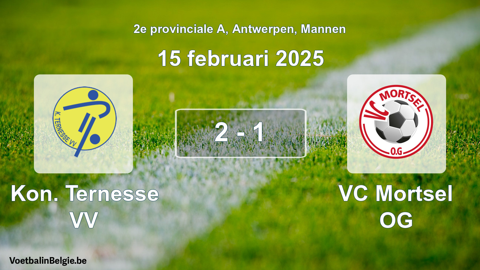 Gespeelde wedstrijd mannenvoetbal: Kon. Ternesse VV - VC Mortsel OG 2 - 1 (15 februari 2025)