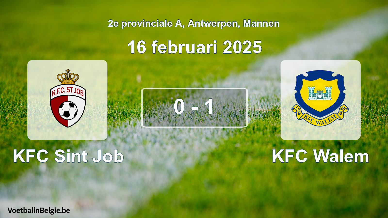 Gespeelde wedstrijd mannenvoetbal: KFC Sint Job - KFC Walem 0 - 1 (16 februari 2025)