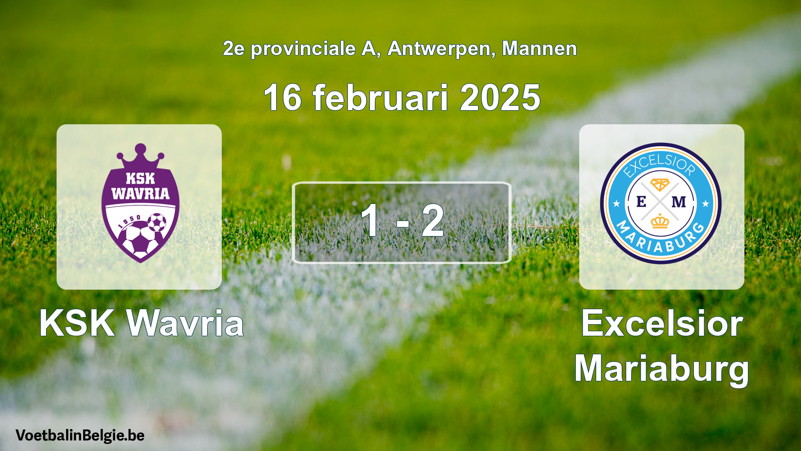 Gespeelde wedstrijd mannenvoetbal: KSK Wavria - Excelsior Mariaburg 1 - 2 (16 februari 2025)