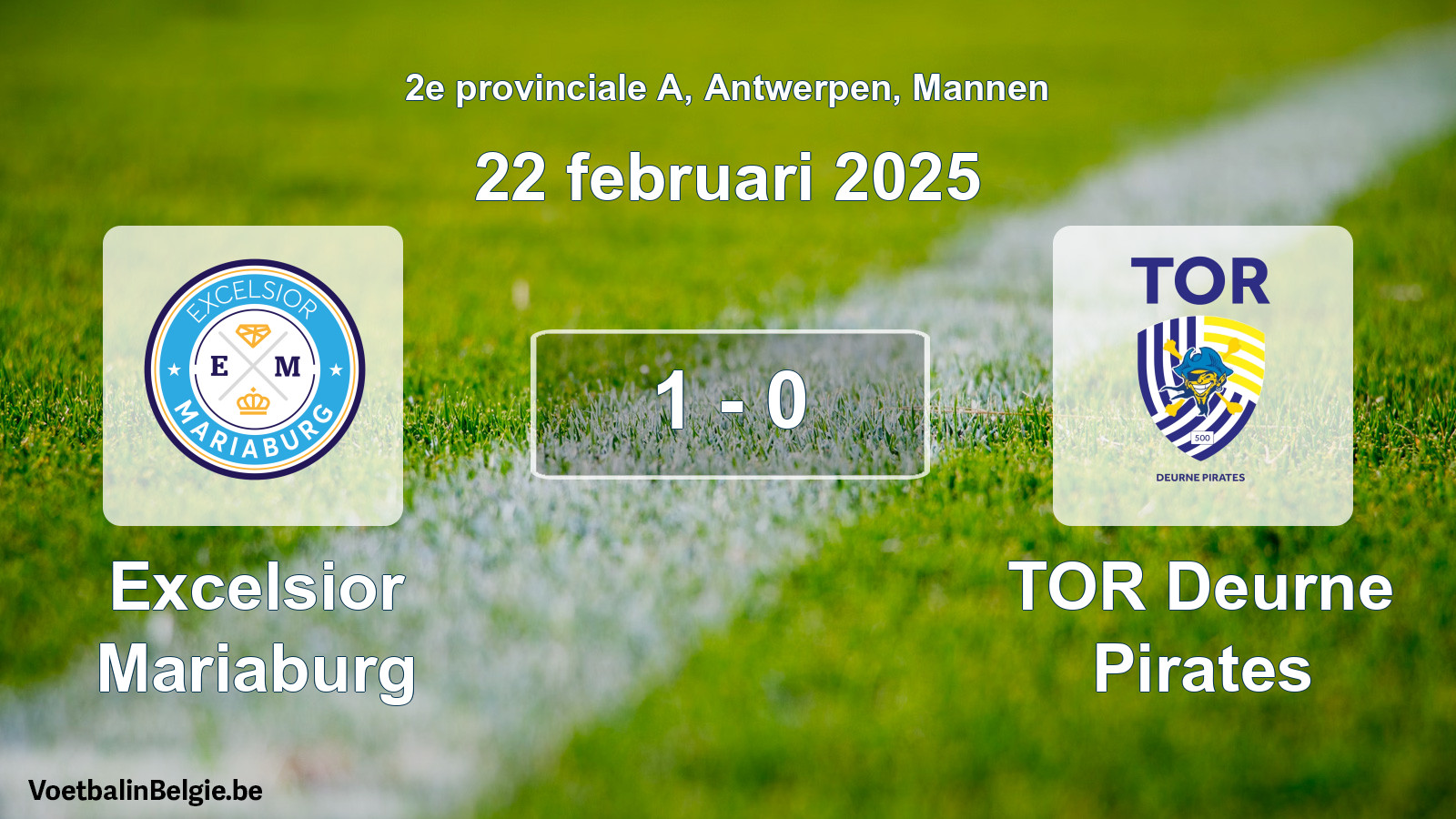 Gespeelde wedstrijd mannenvoetbal: Excelsior Mariaburg - TOR Deurne Pirates 1 - 0 (22 februari 2025)