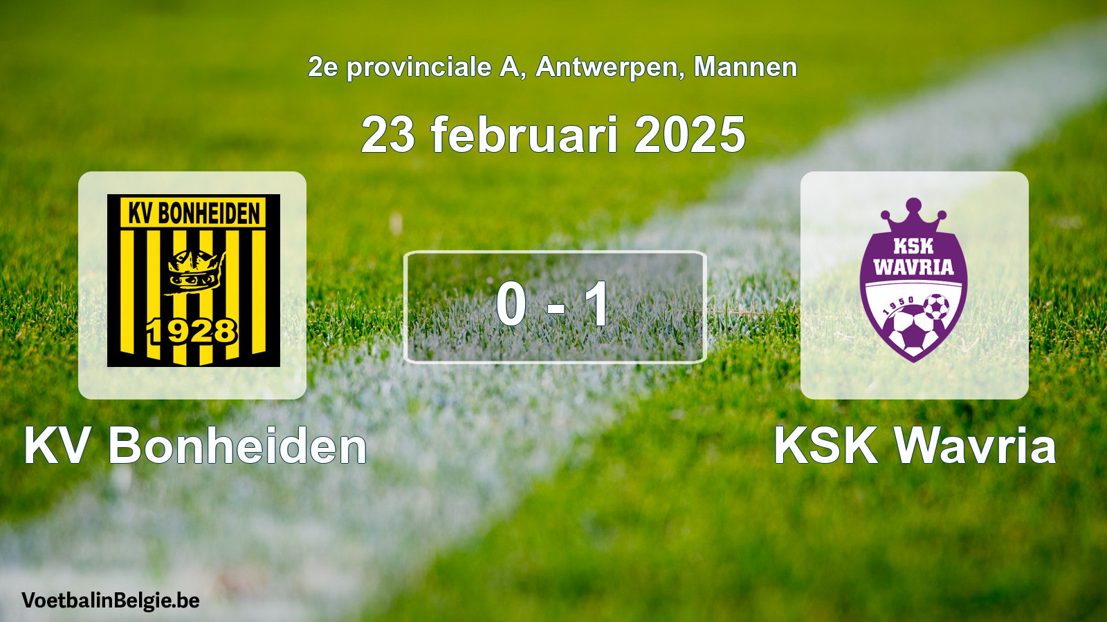 Gespeelde wedstrijd mannenvoetbal: KV Bonheiden - KSK Wavria 0 - 1 (23 februari 2025)