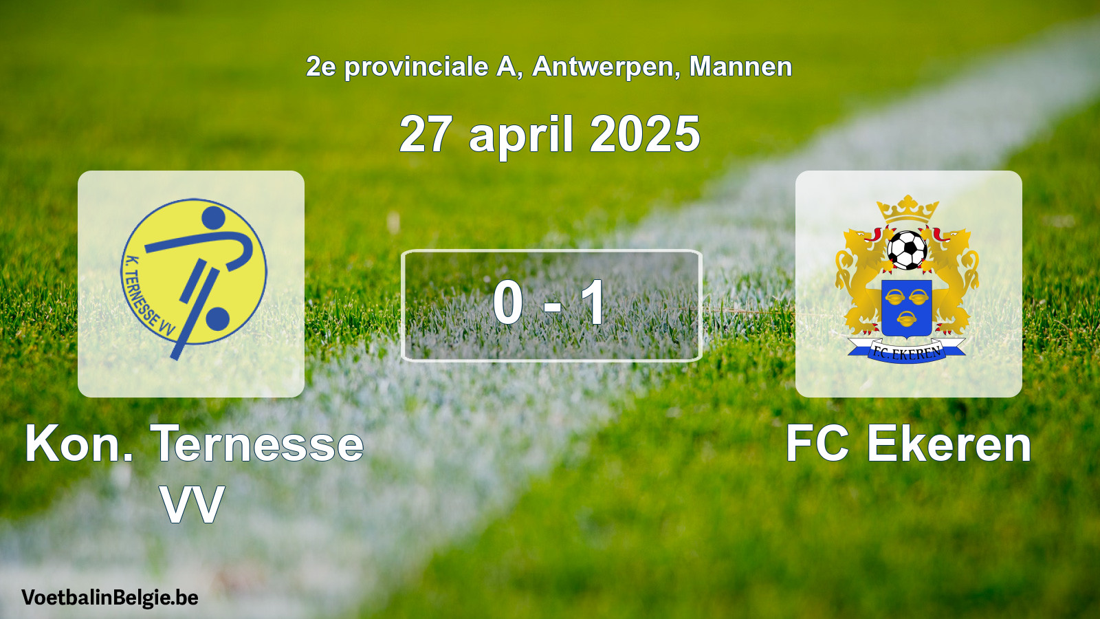 Gespeelde wedstrijd mannenvoetbal: Kon. Ternesse VV - FC Ekeren 0 - 1 (27 april 2025)