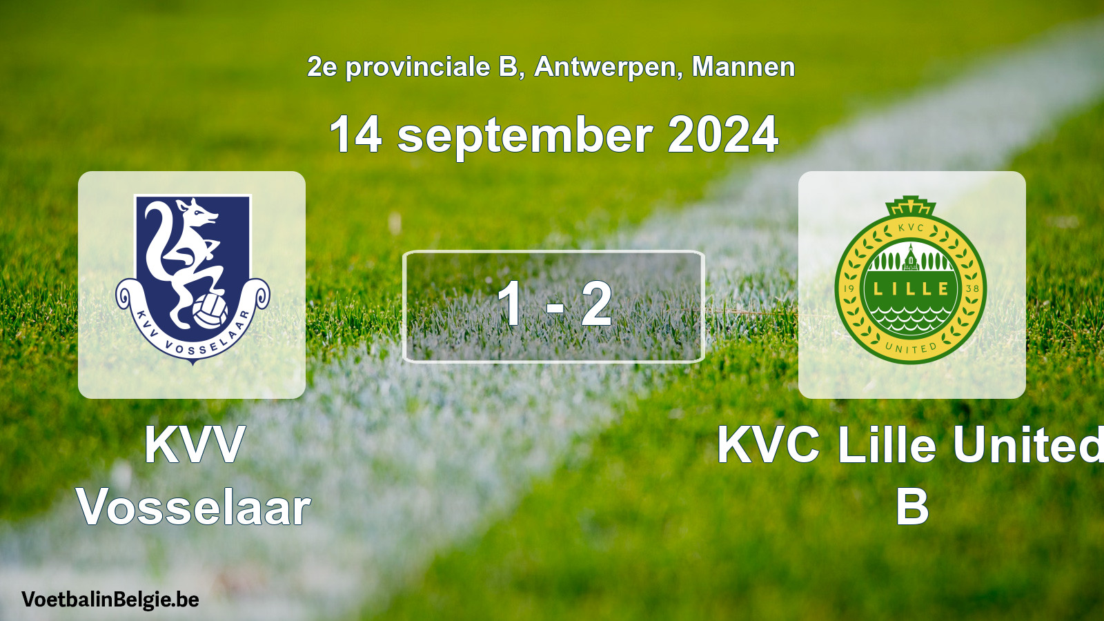 Gespeelde wedstrijd mannenvoetbal: KVV Vosselaar - KVC Lille United B 1 - 2 (14 september 2024)