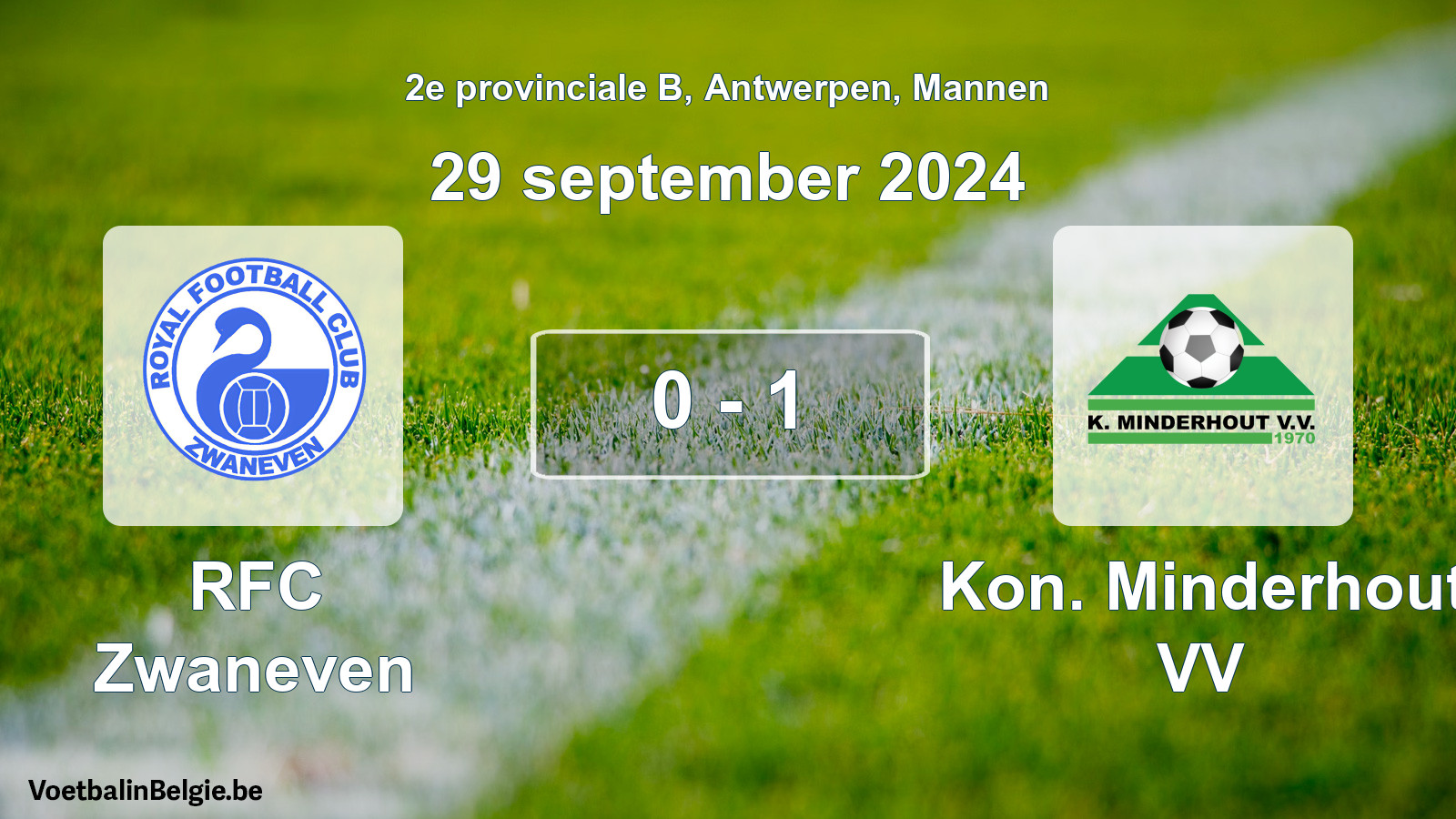 Gespeelde wedstrijd mannenvoetbal: RFC Zwaneven - Kon. Minderhout VV 0 - 1 (29 september 2024)