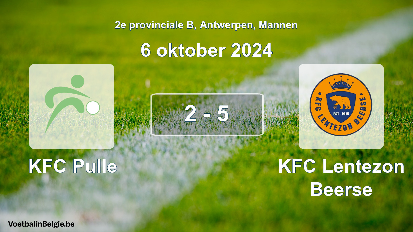Gespeelde wedstrijd mannenvoetbal: KFC Pulle - KFC Lentezon Beerse 2 - 5 (6 oktober 2024)