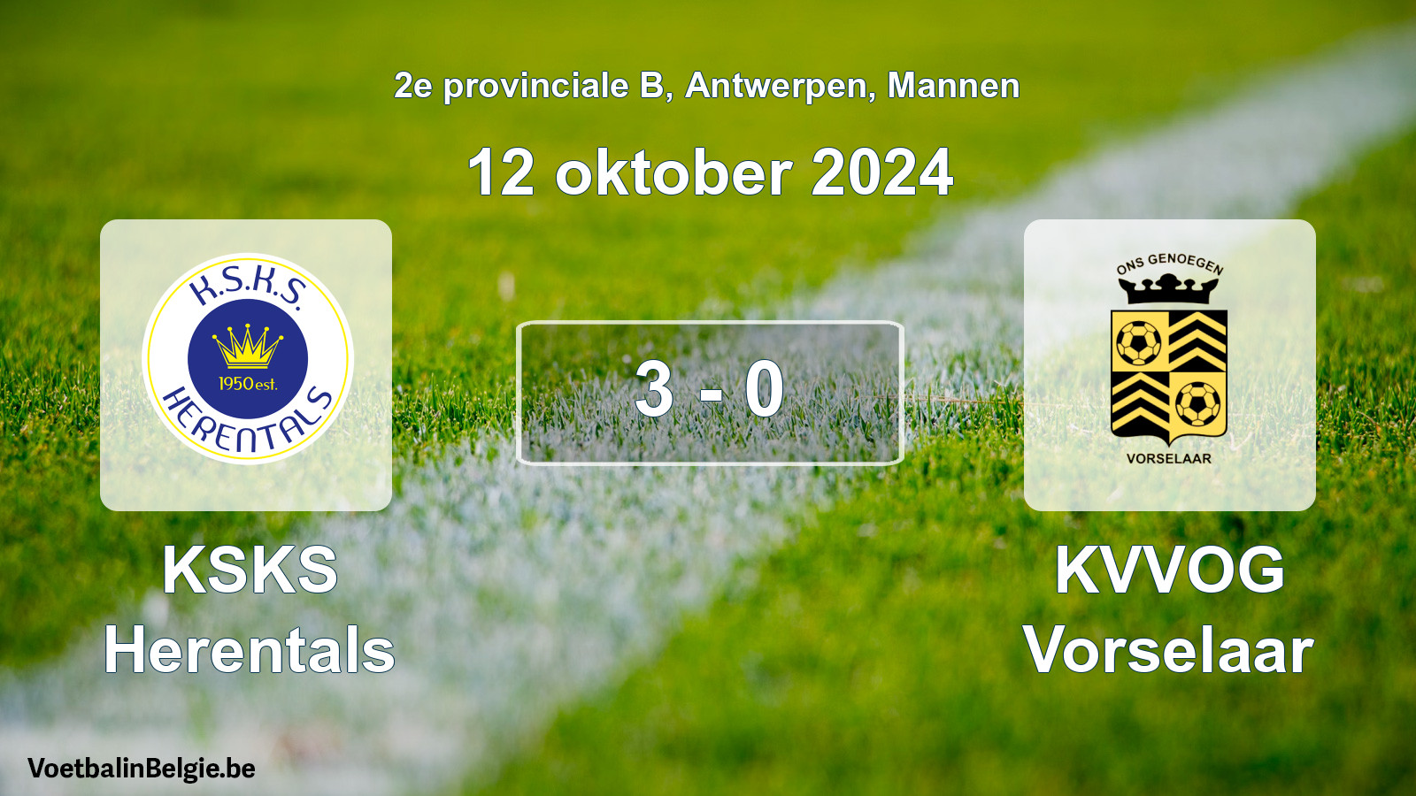 Gespeelde wedstrijd mannenvoetbal: KSKS Herentals - KVVOG Vorselaar 3 - 0 (12 oktober 2024)