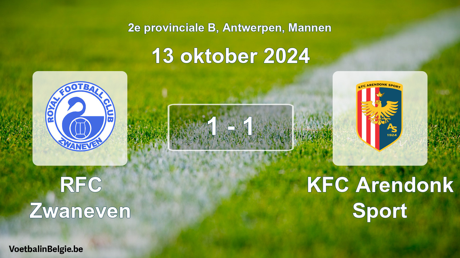 Played match men football: RFC Zwaneven - KFC Arendonk Sport 1 - 1 (13 October 2024)