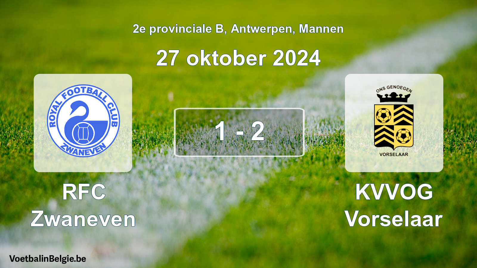 Gespeelde wedstrijd mannenvoetbal: RFC Zwaneven - KVVOG Vorselaar 1 - 2 (27 oktober 2024)