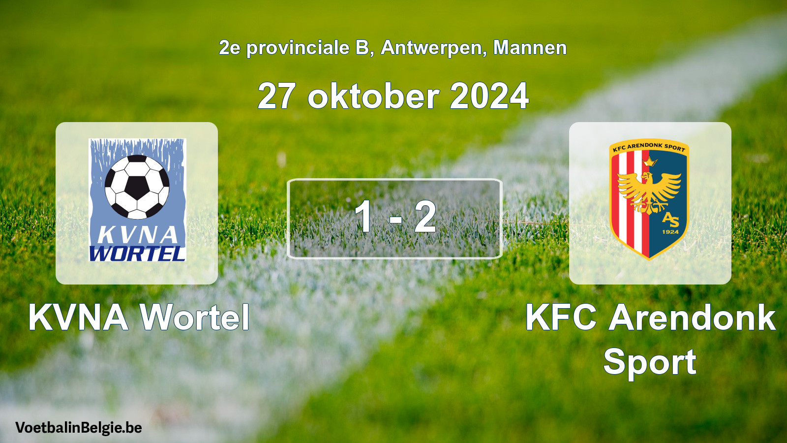 Gespeelde wedstrijd mannenvoetbal: KVNA Wortel - KFC Arendonk Sport 1 - 2 (27 oktober 2024)