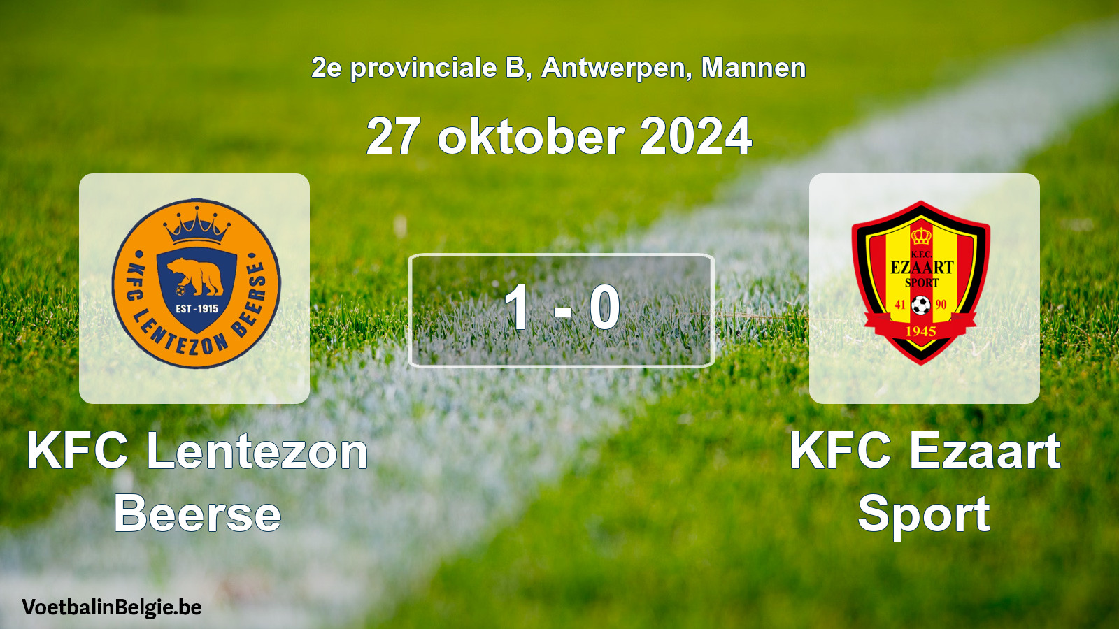 Gespeelde wedstrijd mannenvoetbal: KFC Lentezon Beerse - KFC Ezaart Sport 1 - 0 (27 oktober 2024)