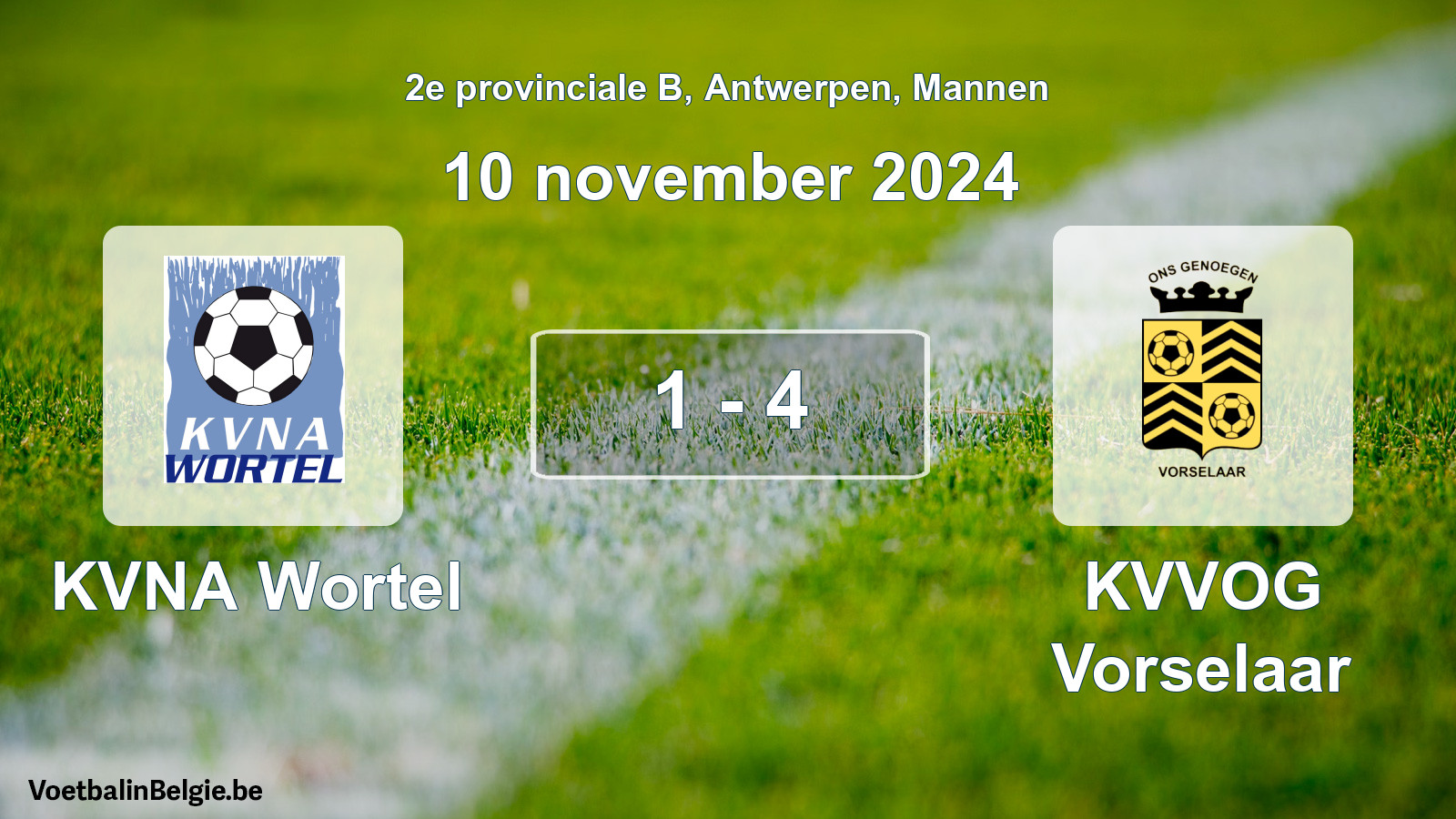 Gespeelde wedstrijd mannenvoetbal: KVNA Wortel - KVVOG Vorselaar 1 - 4 (10 november 2024)
