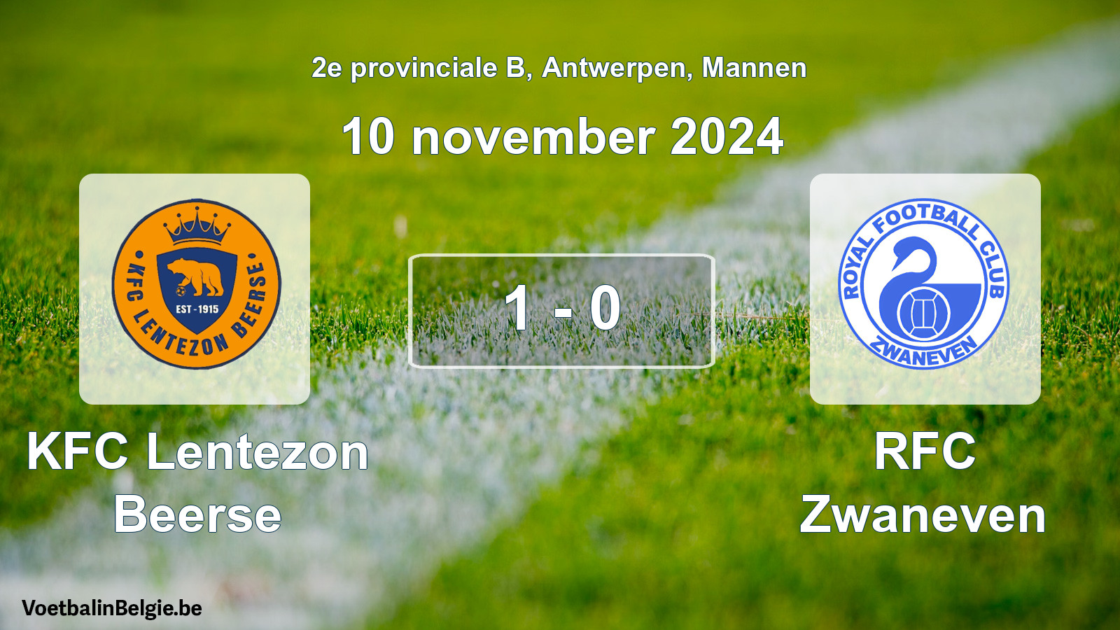 Gespeelde wedstrijd mannenvoetbal: KFC Lentezon Beerse - RFC Zwaneven 1 - 0 (10 november 2024)