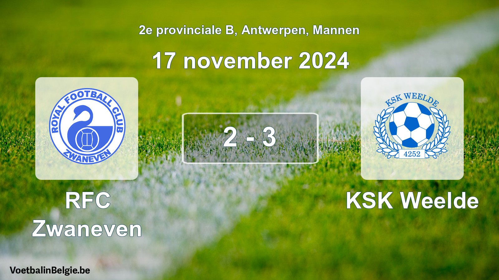 Gespeelde wedstrijd mannenvoetbal: RFC Zwaneven - KSK Weelde 2 - 3 (17 november 2024)