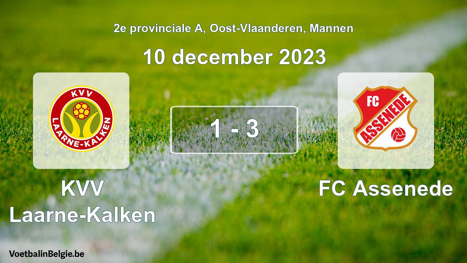 Gespeelde wedstrijd mannenvoetbal: KVV Laarne-Kalken - FC Assenede 1 - 3 (10 december 2023)