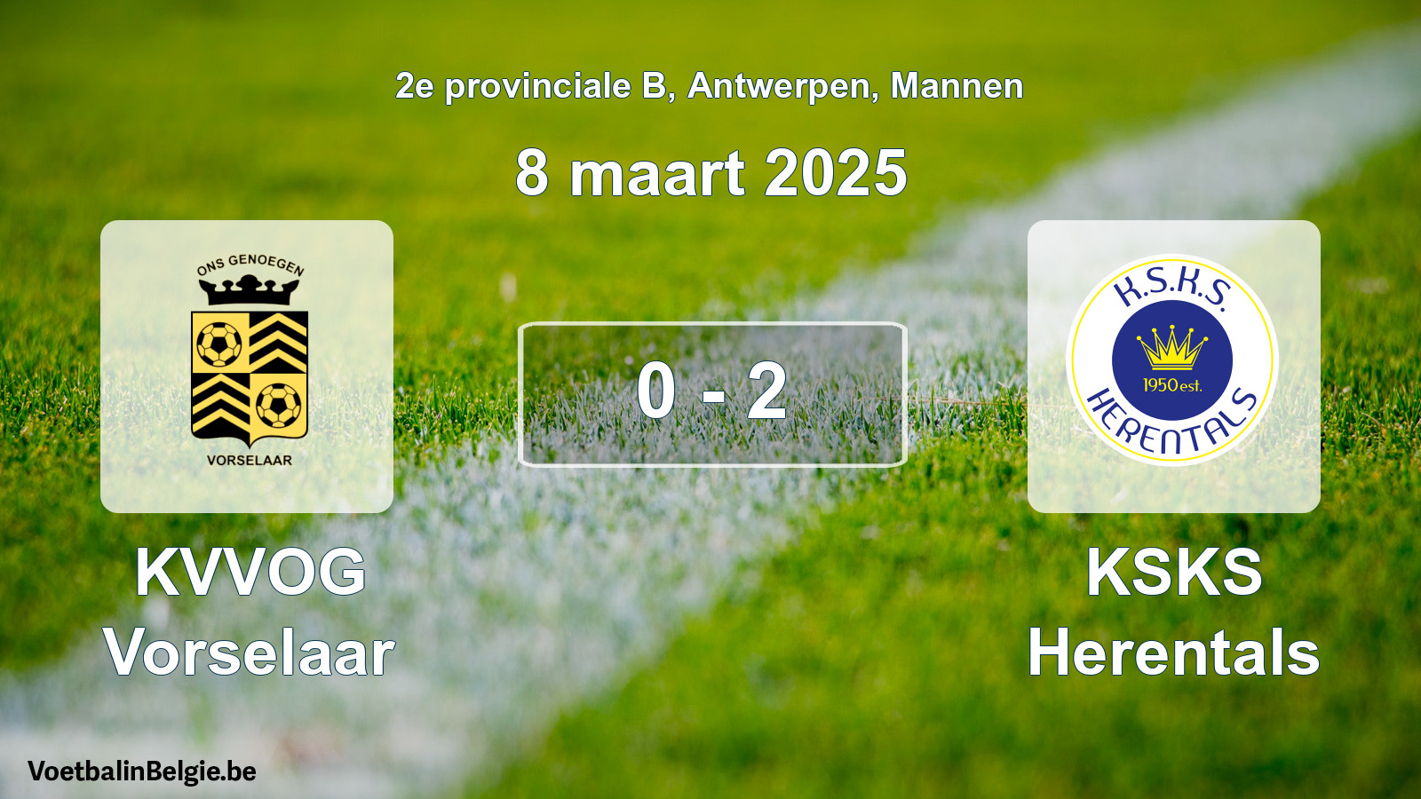 Gespeelde wedstrijd mannenvoetbal: KVVOG Vorselaar - KSKS Herentals 0 - 2 (8 maart 2025)