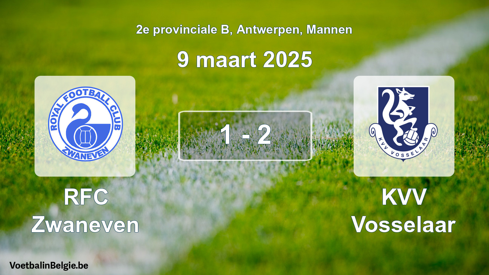 Gespeelde wedstrijd mannenvoetbal: RFC Zwaneven - KVV Vosselaar 1 - 2 (9 maart 2025)