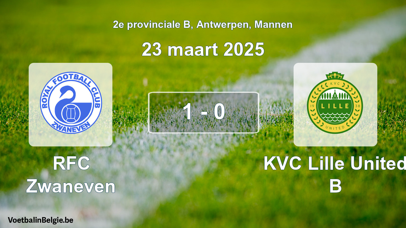 Gespeelde wedstrijd mannenvoetbal: RFC Zwaneven - KVC Lille United B 1 - 0 (23 maart 2025)