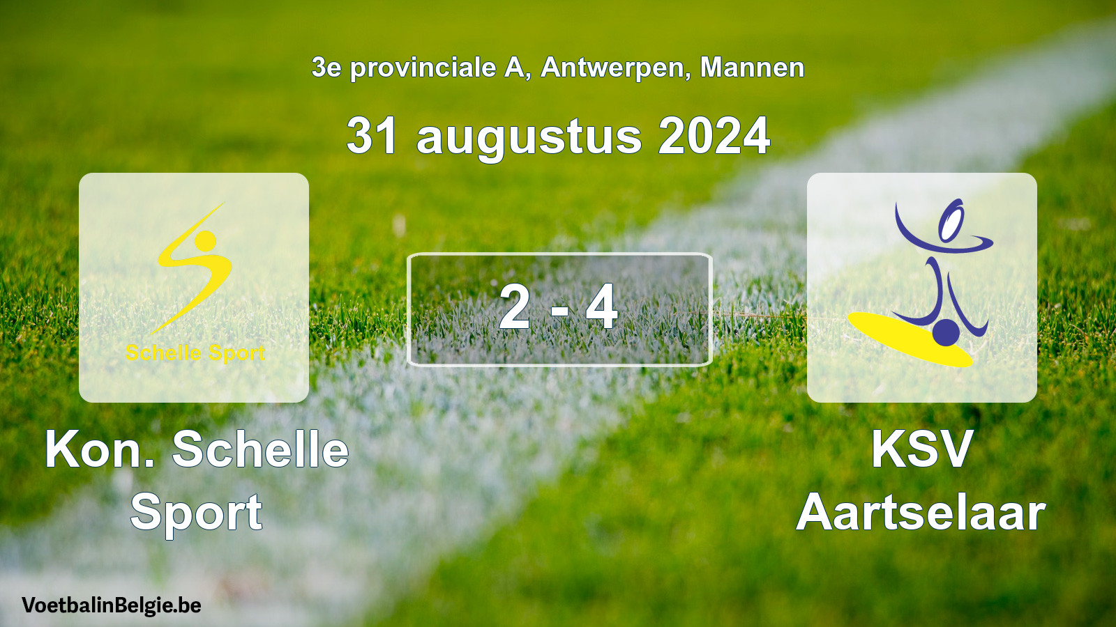 Gespeelde wedstrijd mannenvoetbal: Kon. Schelle Sport - KSV Aartselaar 2 - 4 (31 augustus 2024)
