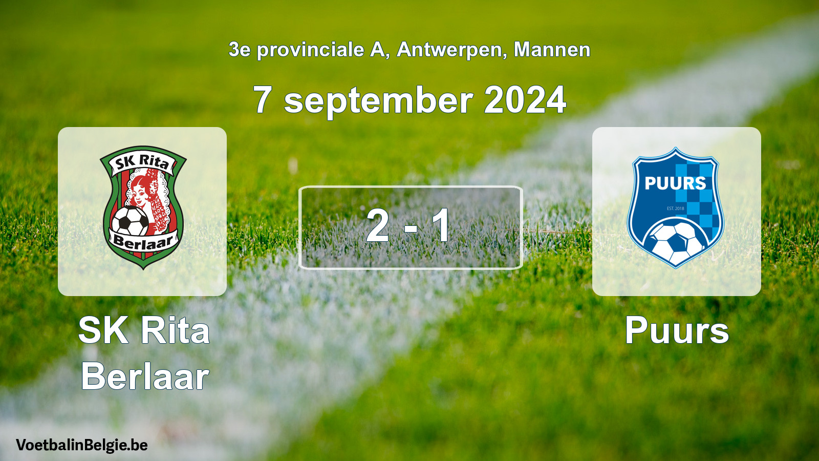 Gespeelde wedstrijd mannenvoetbal: SK Rita Berlaar - Puurs 2 - 1 (7 september 2024)