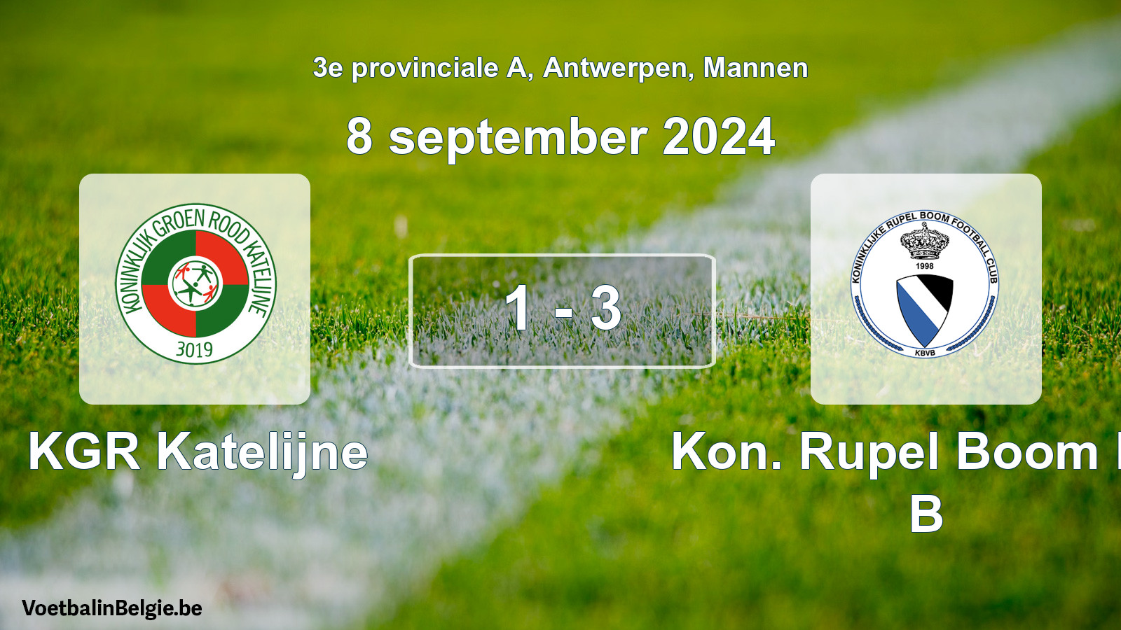 Gespeelde wedstrijd mannenvoetbal: KGR Katelijne - Kon. Rupel Boom FC B 1 - 3 (8 september 2024)