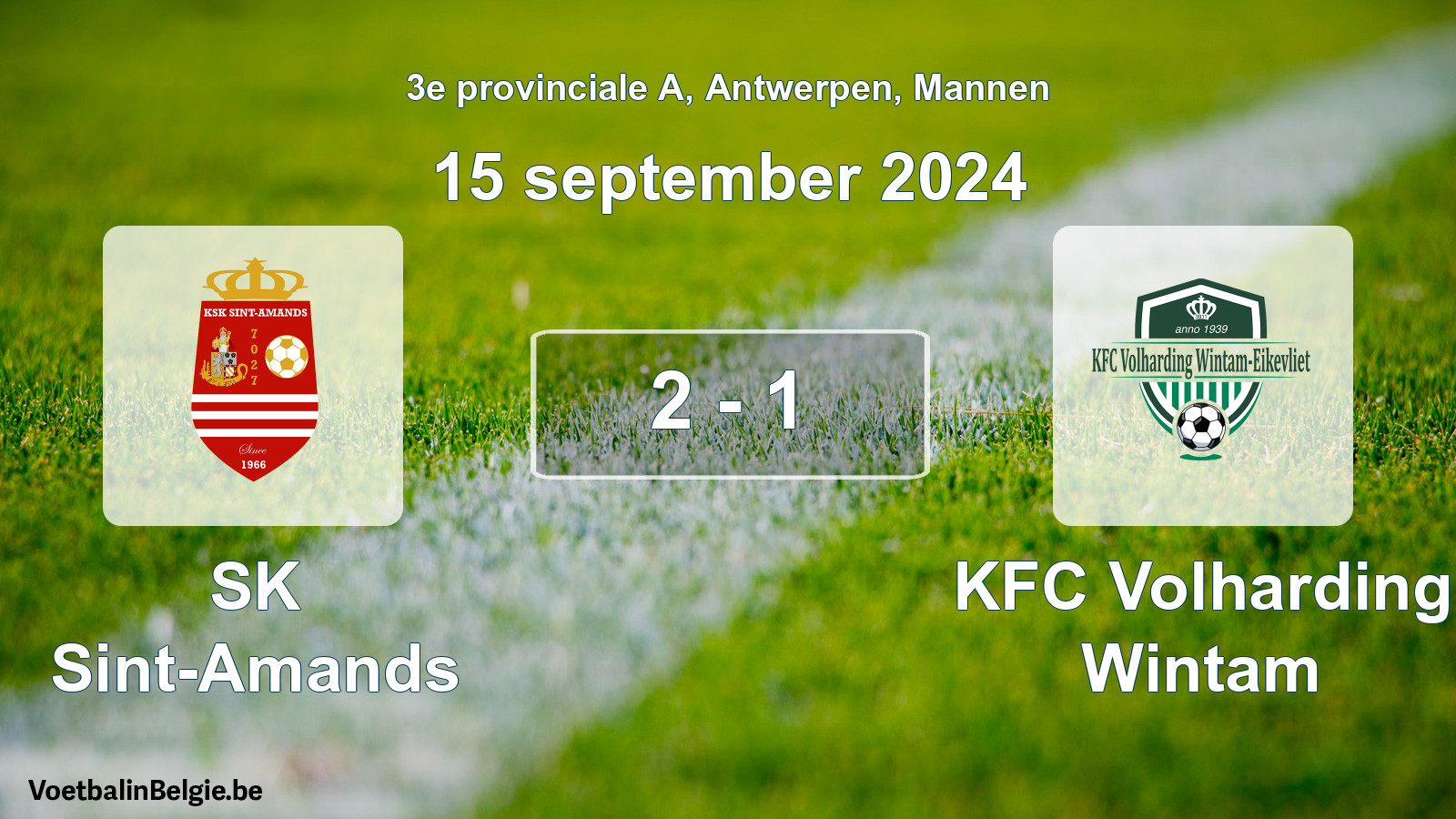 Gespeelde wedstrijd mannenvoetbal: SK Sint-Amands - KFC Volharding Wintam 2 - 1 (15 september 2024)