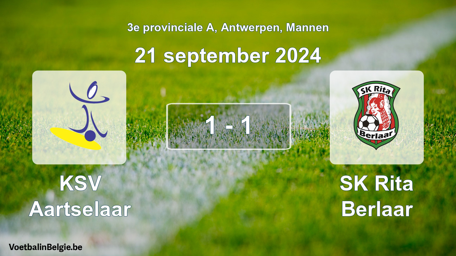 Gespeelde wedstrijd mannenvoetbal: KSV Aartselaar - SK Rita Berlaar 1 - 1 (21 september 2024)