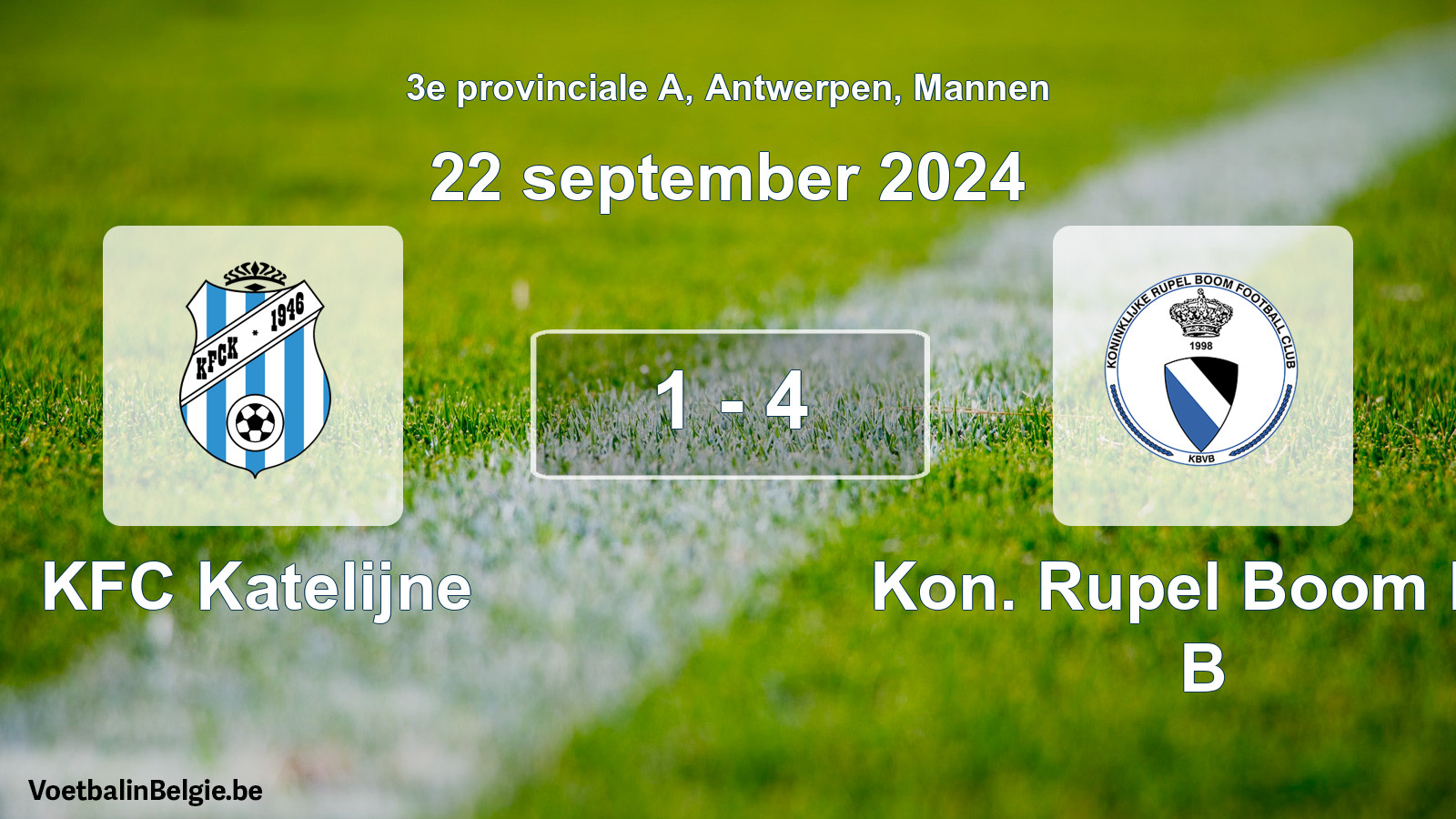 Gespeelde wedstrijd mannenvoetbal: KFC Katelijne - Kon. Rupel Boom FC B 1 - 4 (22 september 2024)