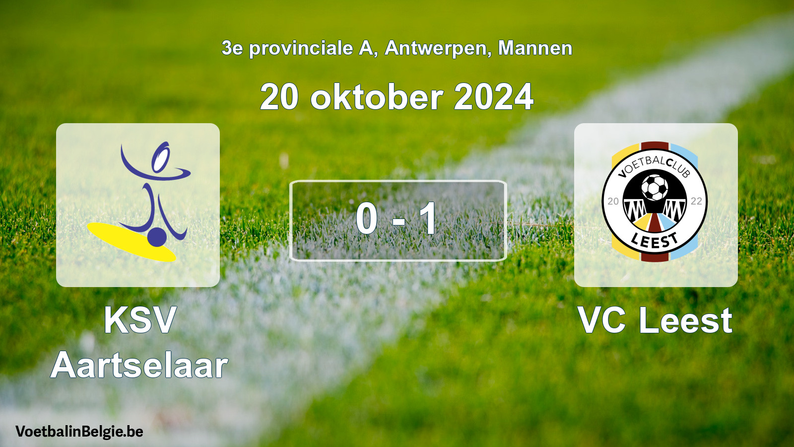 Gespeelde wedstrijd mannenvoetbal: KSV Aartselaar - VC Leest 0 - 1 (20 oktober 2024)