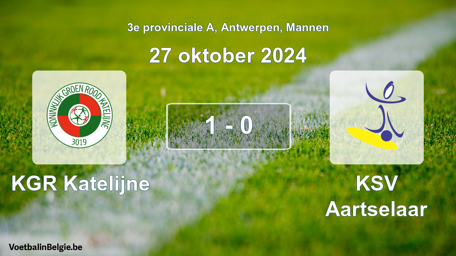 Gespeelde wedstrijd mannenvoetbal: KGR Katelijne - KSV Aartselaar 1 - 0 (27 oktober 2024)