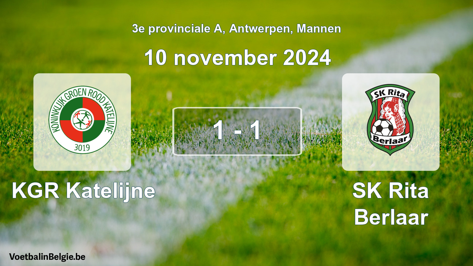 Gespeelde wedstrijd mannenvoetbal: KGR Katelijne - SK Rita Berlaar 1 - 1 (10 november 2024)