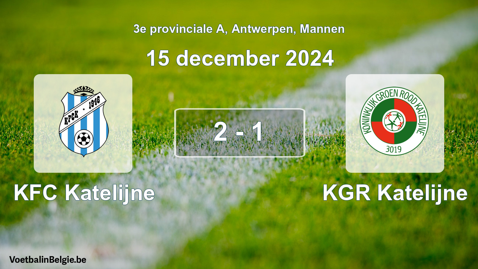 Gespeelde wedstrijd mannenvoetbal: KFC Katelijne - KGR Katelijne 2 - 1 (15 december 2024)