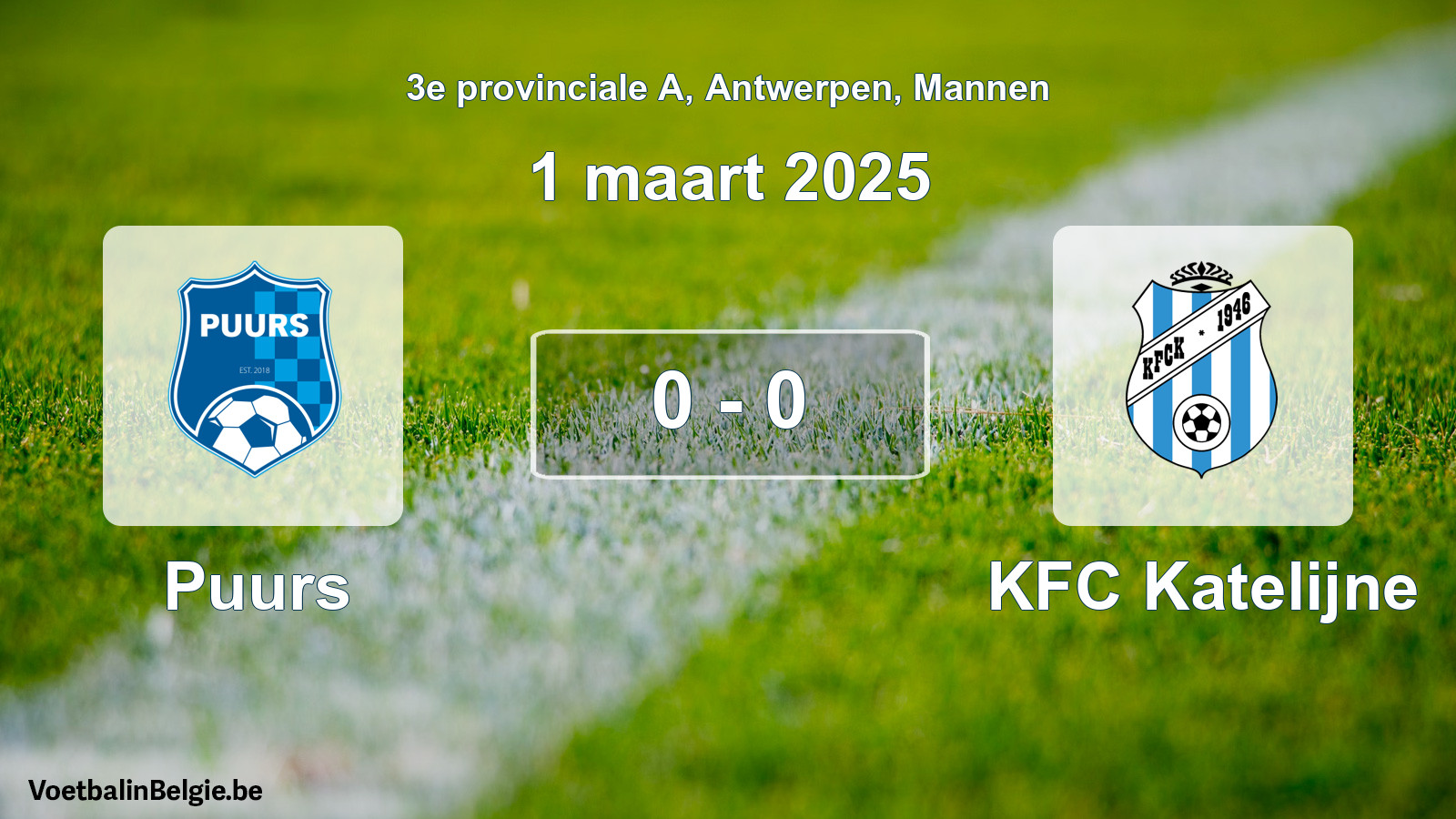 Gespeelde wedstrijd mannenvoetbal: Puurs - KFC Katelijne 0 - 0 (1 maart 2025)