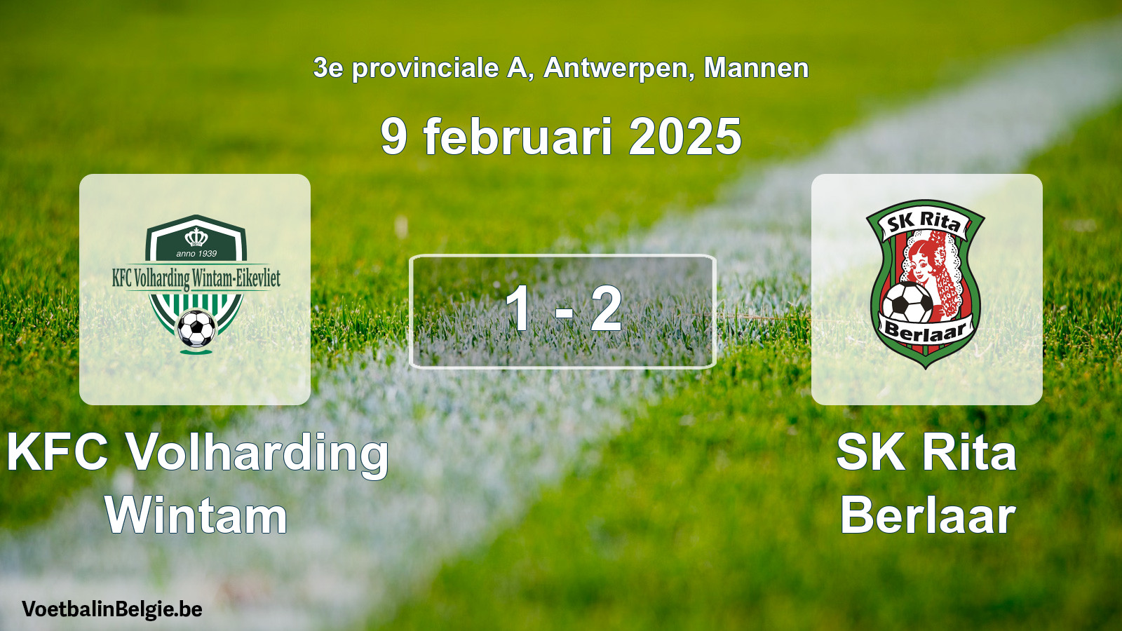 Gespeelde wedstrijd mannenvoetbal: KFC Volharding Wintam - SK Rita Berlaar 1 - 2 (9 februari 2025)