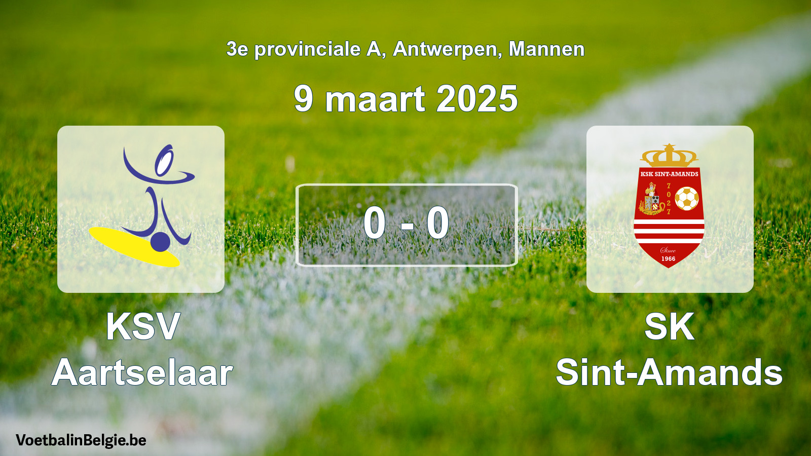Gespeelde wedstrijd mannenvoetbal: KSV Aartselaar - SK Sint-Amands 0 - 0 (9 maart 2025)