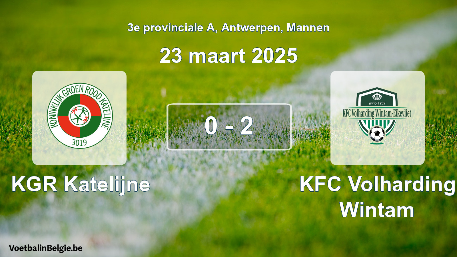 Gespeelde wedstrijd mannenvoetbal: KGR Katelijne - KFC Volharding Wintam 0 - 2 (23 maart 2025)