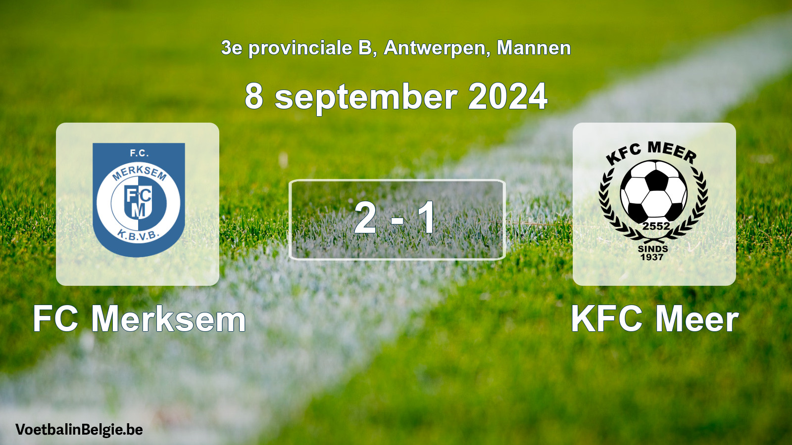 Gespeelde wedstrijd mannenvoetbal: FC Merksem - KFC Meer 2 - 1 (8 september 2024)