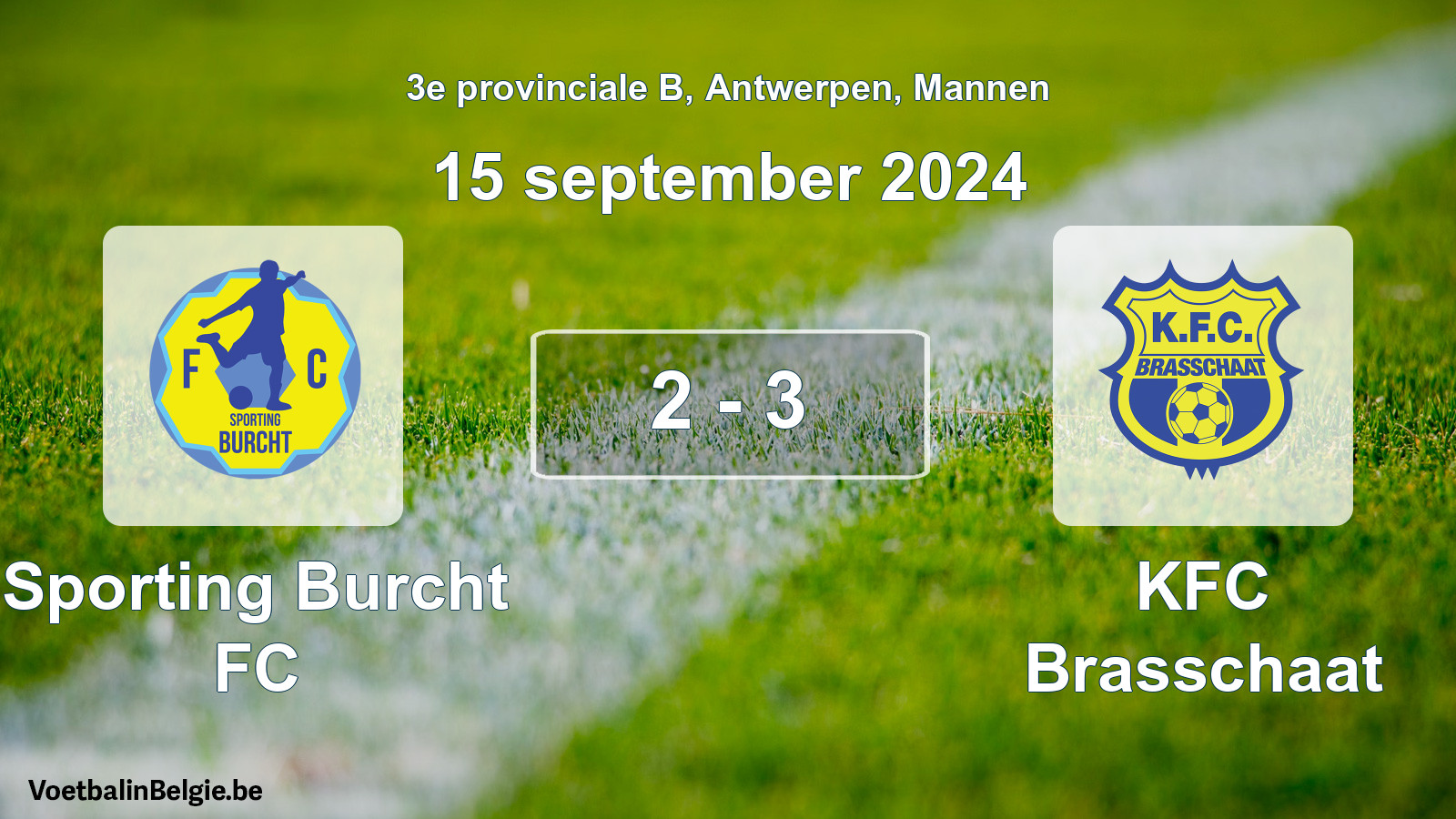 Gespeelde wedstrijd mannenvoetbal: Sporting Burcht FC - KFC Brasschaat 2 - 3 (15 september 2024)