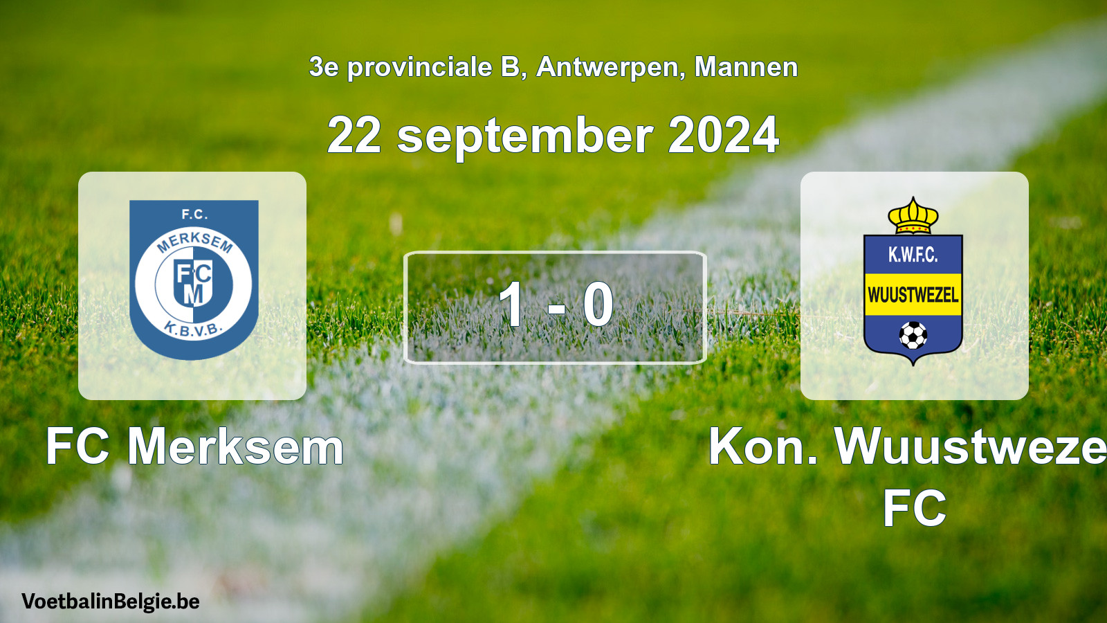 Gespeelde wedstrijd mannenvoetbal: FC Merksem - Kon. Wuustwezel FC 1 - 0 (22 september 2024)
