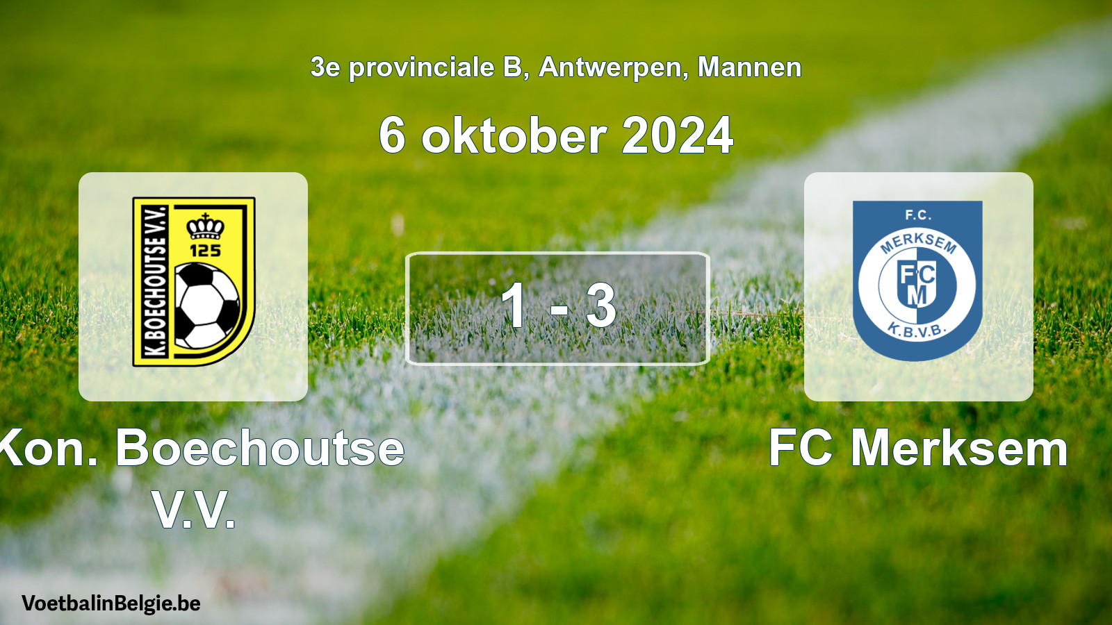 Gespeelde wedstrijd mannenvoetbal: Kon. Boechoutse V.V. - FC Merksem 1 - 3 (6 oktober 2024)