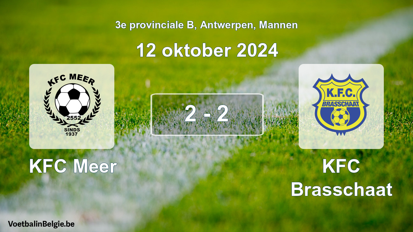 Gespeelde wedstrijd mannenvoetbal: KFC Meer - KFC Brasschaat 2 - 2 (12 oktober 2024)