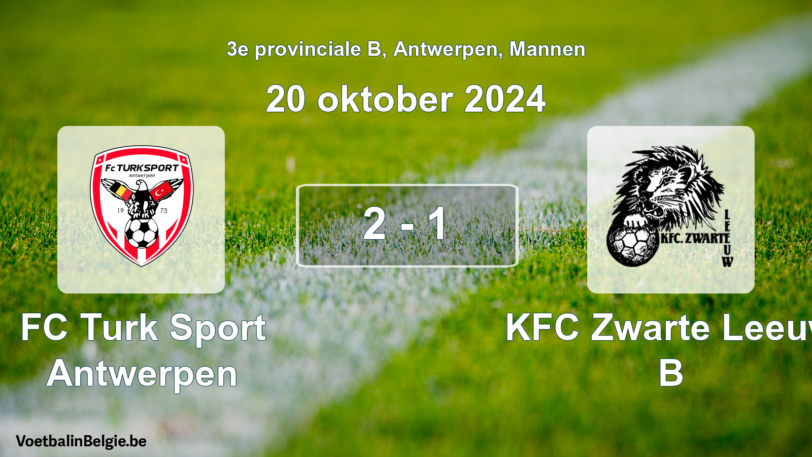 Gespeelde wedstrijd mannenvoetbal: FC Turk Sport Antwerpen - KFC Zwarte Leeuw B 2 - 1 (20 oktober 2024)
