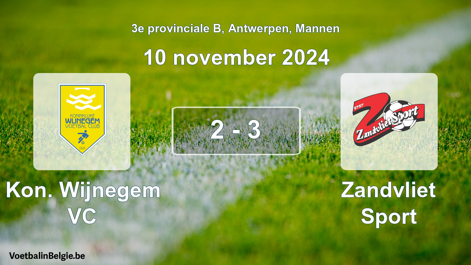 Gespeelde wedstrijd mannenvoetbal: Kon. Wijnegem VC - Zandvliet Sport 2 - 3 (10 november 2024)