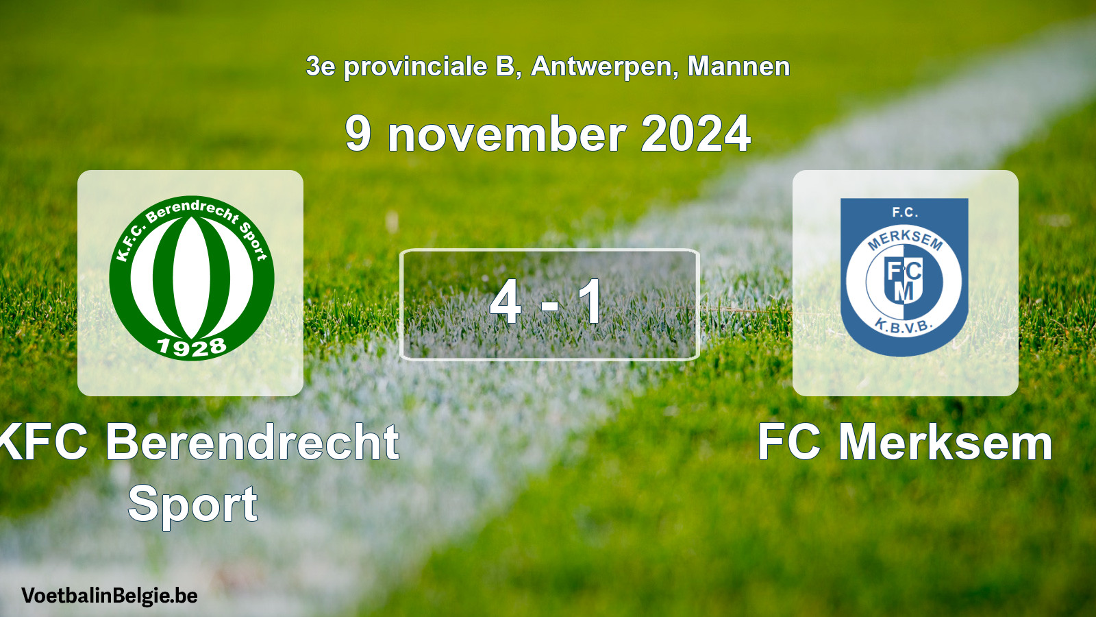 Played match men football: KFC Berendrecht Sport - FC Merksem 4 - 1 (9 November 2024)