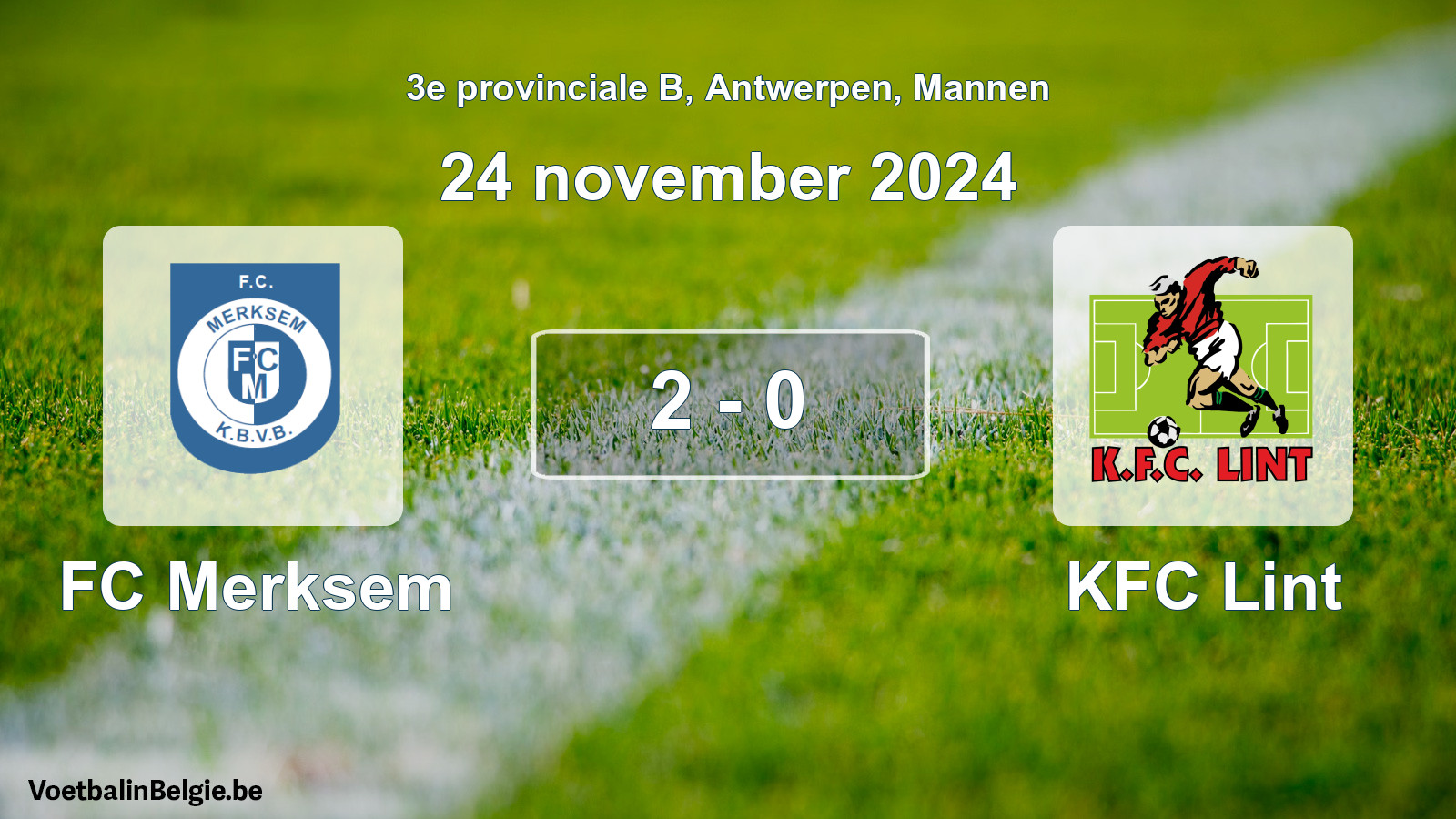 Gespeelde wedstrijd mannenvoetbal: FC Merksem - KFC Lint 2 - 0 (24 november 2024)