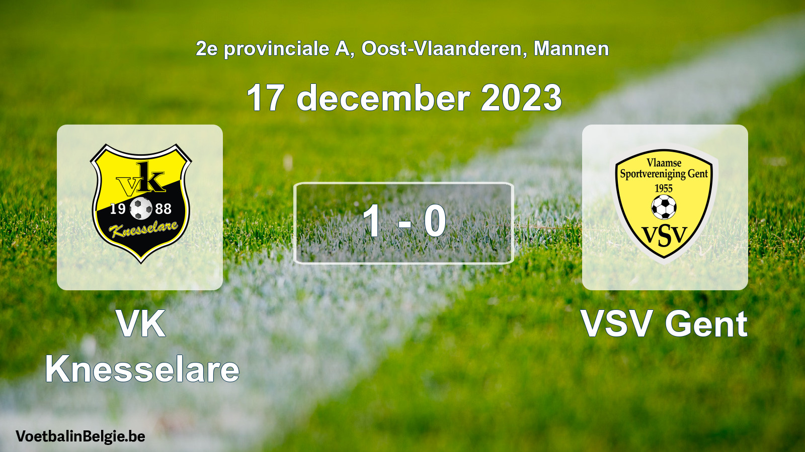 Gespeelde wedstrijd mannenvoetbal: VK Knesselare - VSV Gent 1 - 0 (17 december 2023)